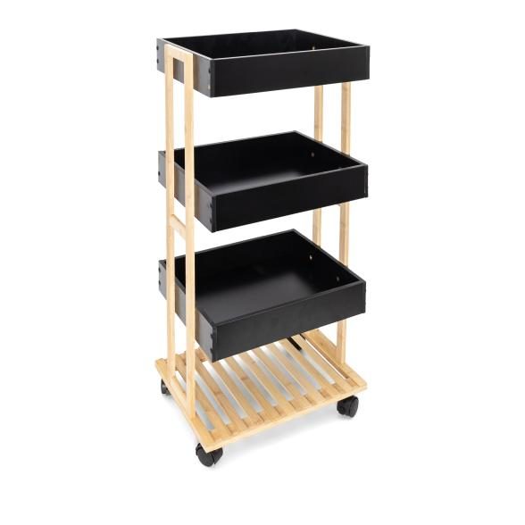 Regalwagen Holz mit schwarz 83cm