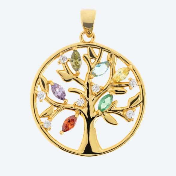 Anhänger 925 Silber vergoldet Zirkonia multicolor
