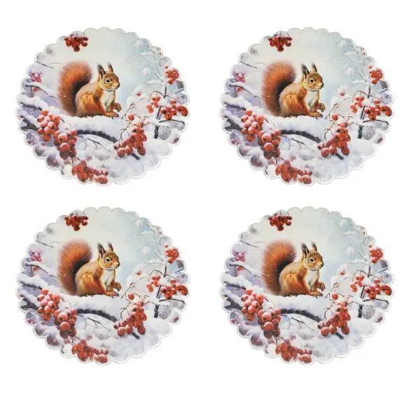 Tischdeckchen Eichhörnchen 4er Set 39cm