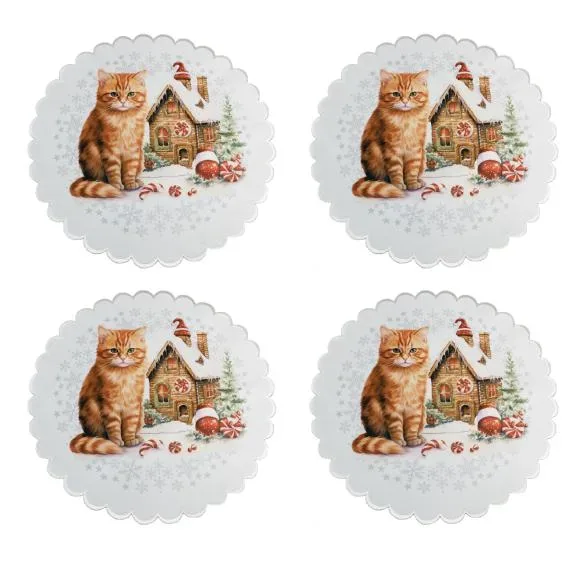 Tischdeckchen Katze 4er Set 39cm