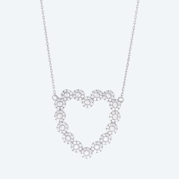 Collier Herz 925 Sterling Silber rhod. Zirkonia