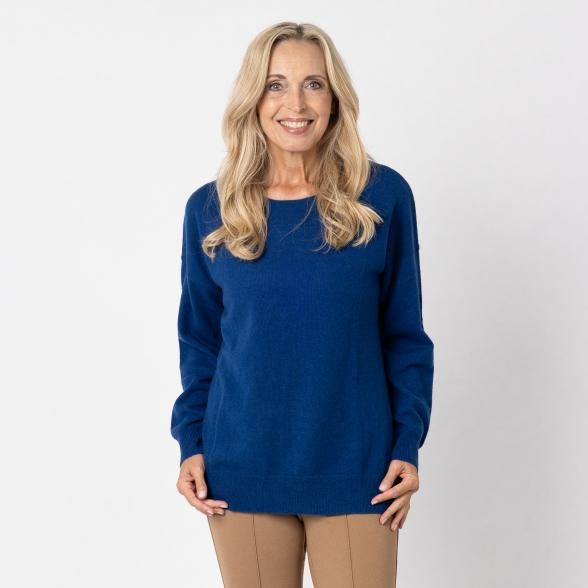 100% KASCHMIR Pullover, Rundhals, marine
