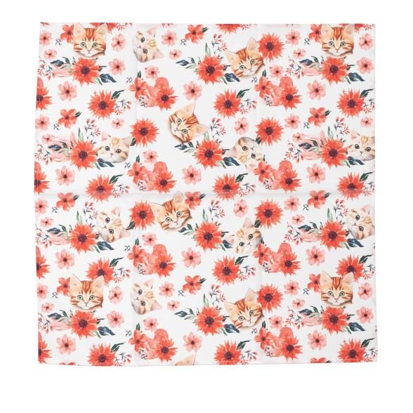 Mitteldecke Katze 85x85cm rot