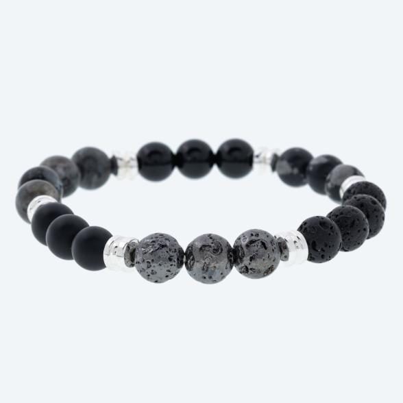 SET 2x Armband Achat, Lava, Jaspis