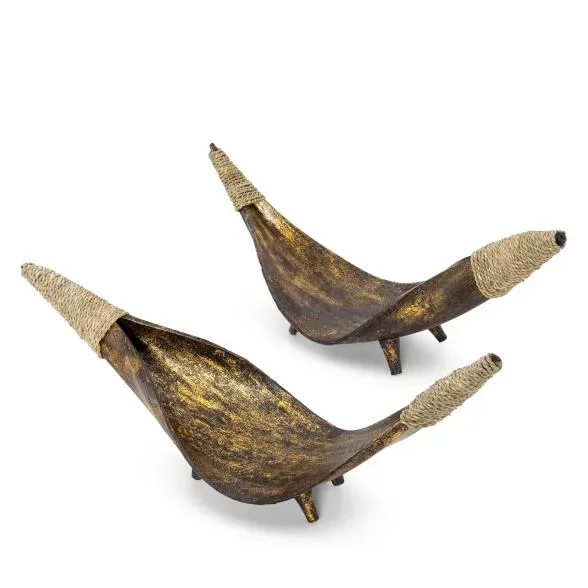 Darimana 2er Set Schale Bananenblatt dunkel gold