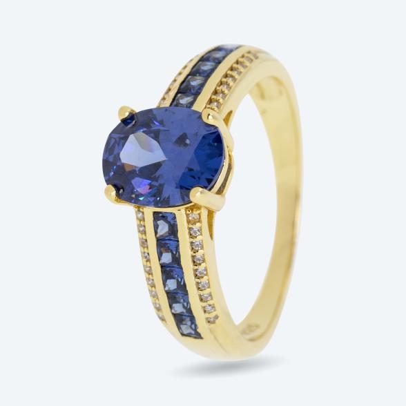 Ring 925 Sterling Silber vergoldet Zirkonia