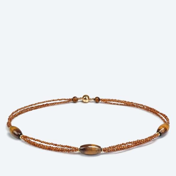 Collier Tigerauge, Granat Magnetverschluß