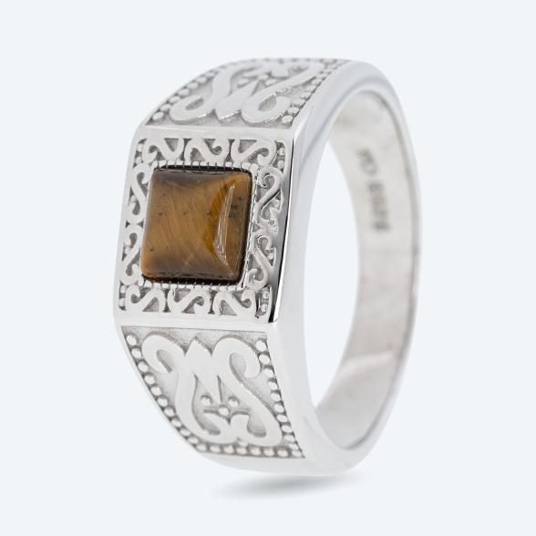 Ring 925 rhodiniert Tigerauge