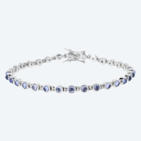 Armband 925 rhodiniert Tansanit Cabochon