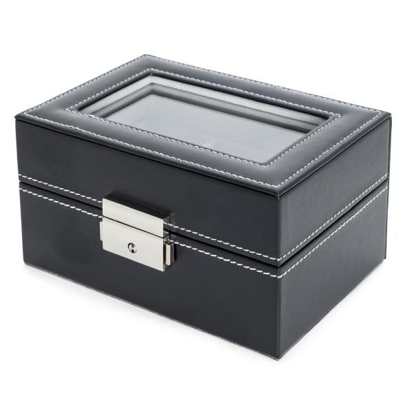 Uhrenbox für 3 Uhren, schwarz-grau