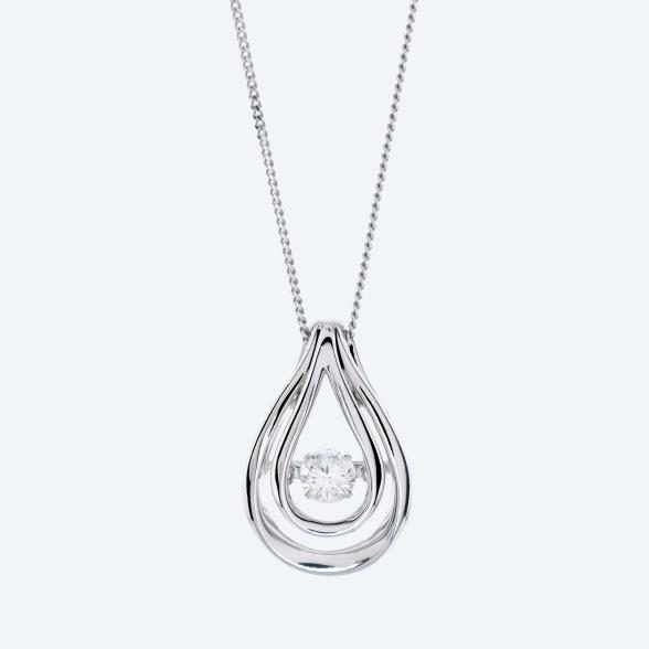 LG Anhänger mit Kette 925 Silber rhod. Brillant