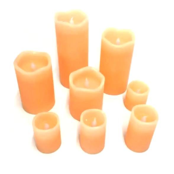 8 LED-Echtwachskerzen apricot