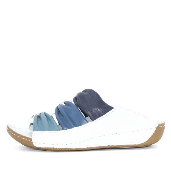 Andrea Conti Damen Lederpantolette weiß/blau
