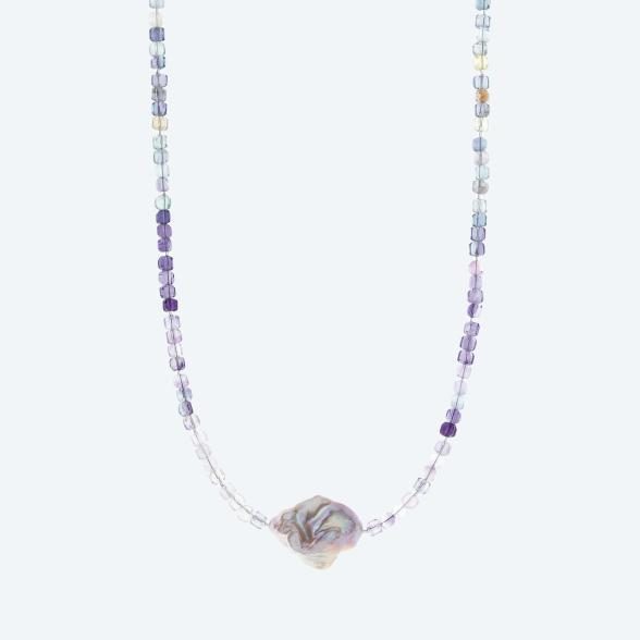 Collier Fluorit, SWZPerle Magnetverschluß