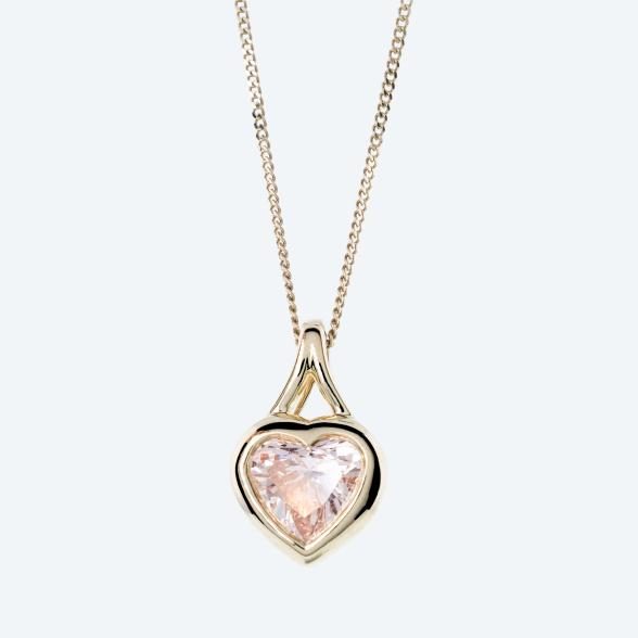 LG Herzanhänger mit Kette 375 GG Diamant pink
