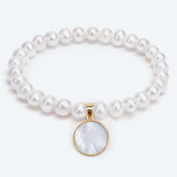 Armband Süßwasserzuchtperle, Perlmutt