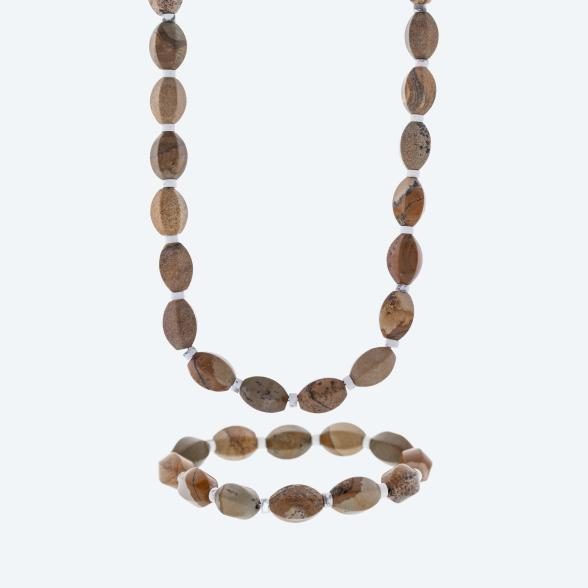 SET: Collier+Armband Bilderjaspis Magnetverschluß