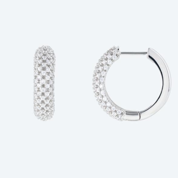 Creolen 925 Sterling Silber rhodiniert  Zirkonia