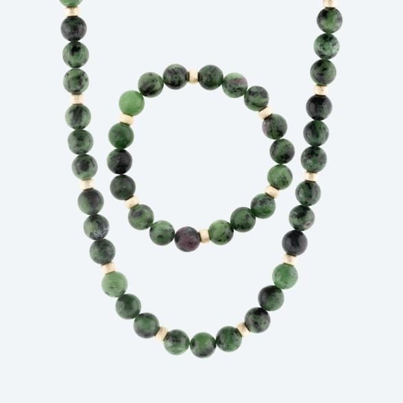 SET: Collier+Armband Rubinzoisit Magnetverschluß