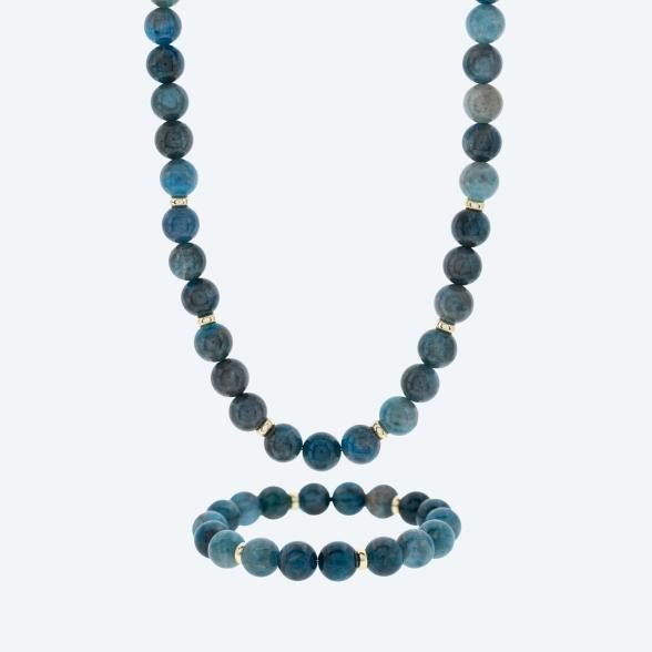SET: Collier+Armband Apatit Magnetverschluß
