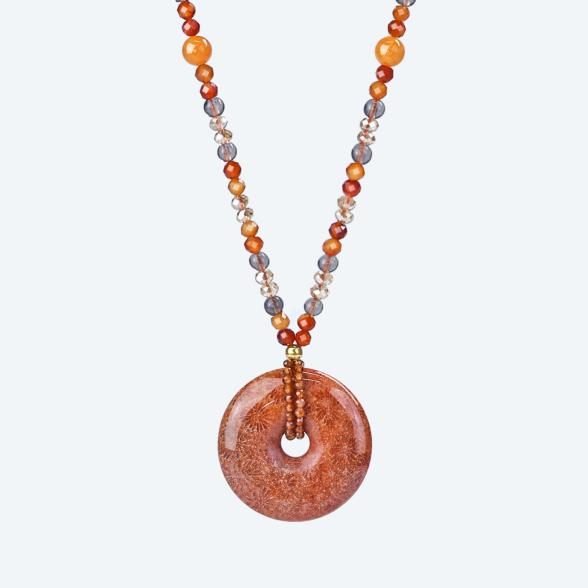 Collier Granat, Rauchquarz, Achat, Quarz