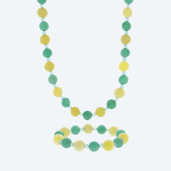 SET: Collier und Armband Aventurin, Lemon Jade