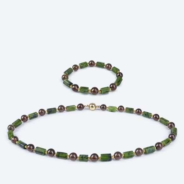 SET: Collier und Armband Jade Magnetverschluß