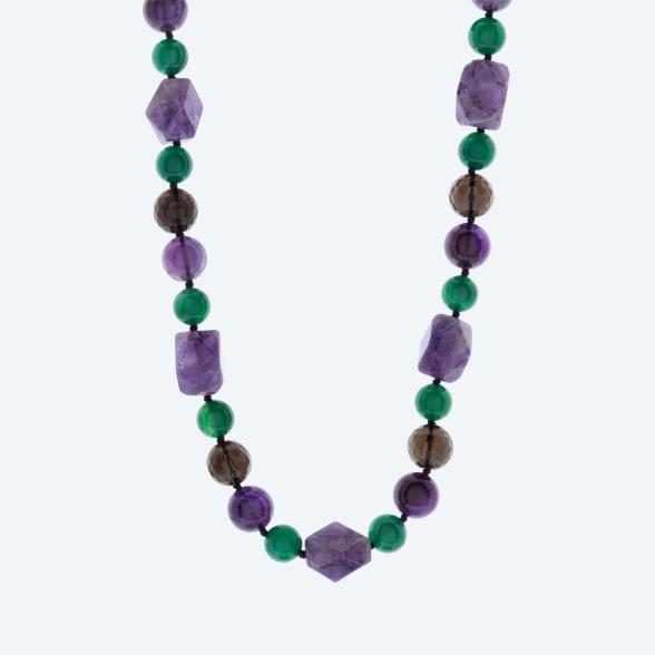 Collier Amethyst, Achat, Rauchquarz
