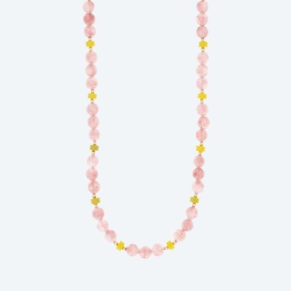 Collier Quarz pink, grün Magnetverschluß