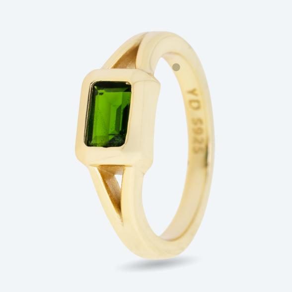 Ring 925 St. Silber vergoldet Chromdiopsid