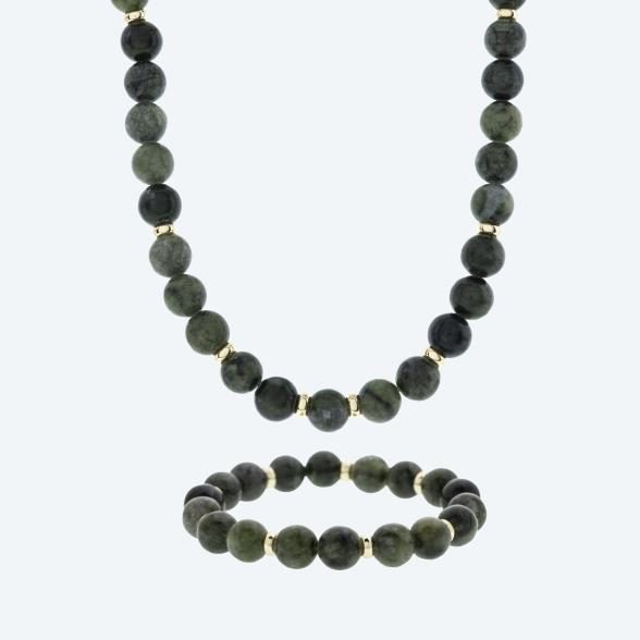 SET: Collier+Armband Jade Magnetverschluß