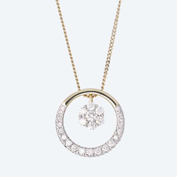 Anhänger mit Kette 375 Gelbgold Kanada Brillanten