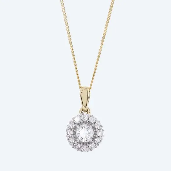 Anhänger mit Kette 375 Gelbgold Kanada Brillanten