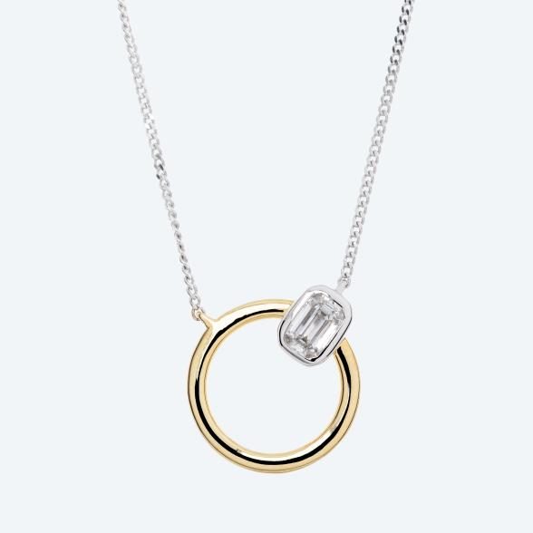 LG Collier 925 Sterling Silber bicolor Diamant