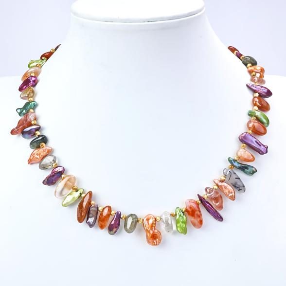 Collier Keshi Perlen multicolor Magnetverschluß
