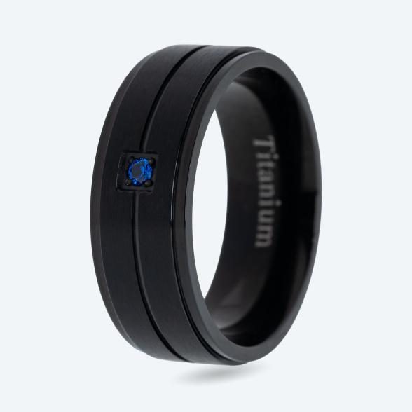 Ring Titan schwarz Zirkonia