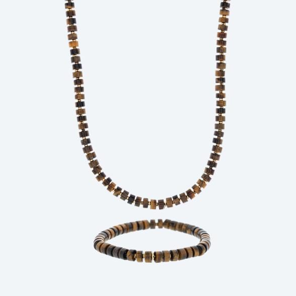 SET: Collier+Armband Tigerauge