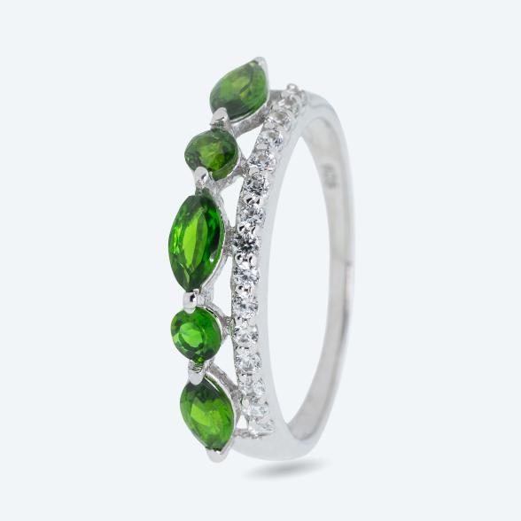Ring 925 St. Silber rhodiniert Chromdiopsid