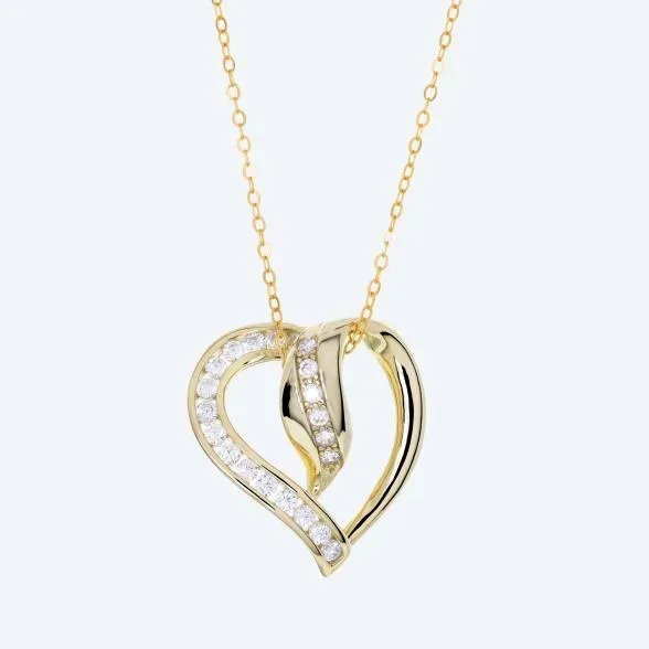 Anhänger mit Kette 925 Silber vergoldet Zirkonia