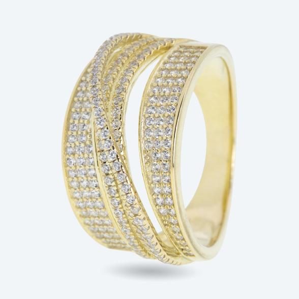 Ring 925 Sterling Silber vergoldet Zirkonia
