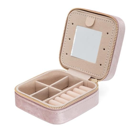 Samt Schmuck/Reise-Etui rosa