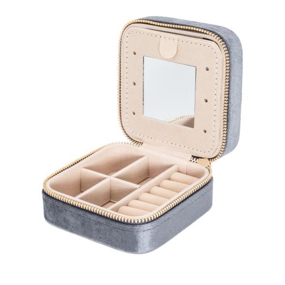 Samt Schmuck/Reise-Etui grau