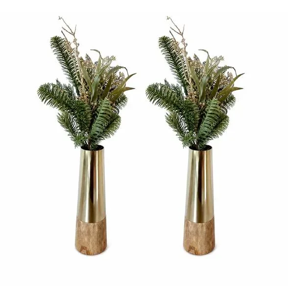 2er Set Vase mit Winterdeko