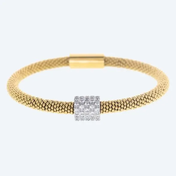 Armband Edelstahl bicolor Zirkonia