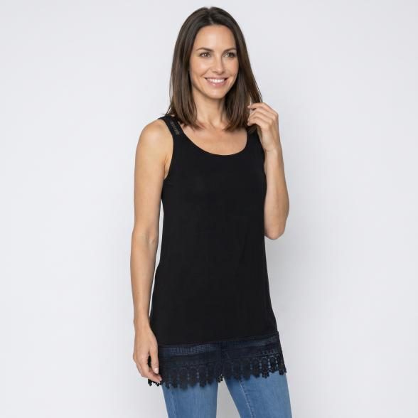 Jeannie Damen-Longtop mit Spitze schwarz