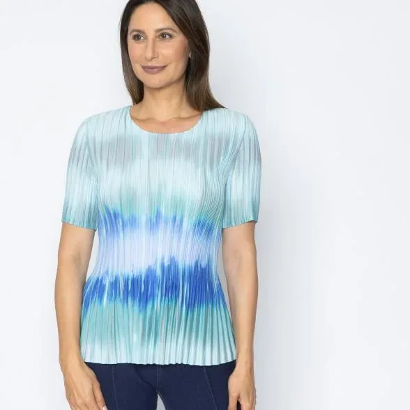 Jeannie Damen-Plissee-Shirt Farbverlauf