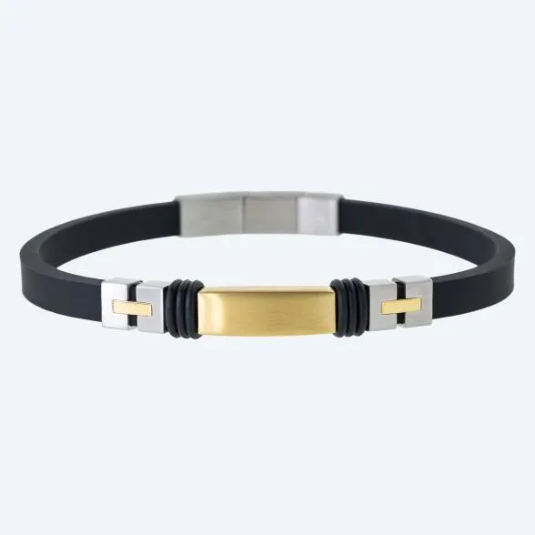 Armband Edelstahl bicolor, Silikon