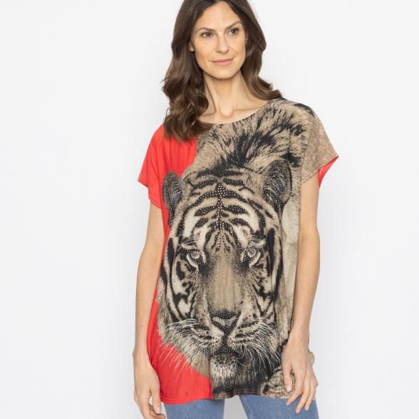 FASHION NEWS Damen-Shirt Tigerkopf Coral