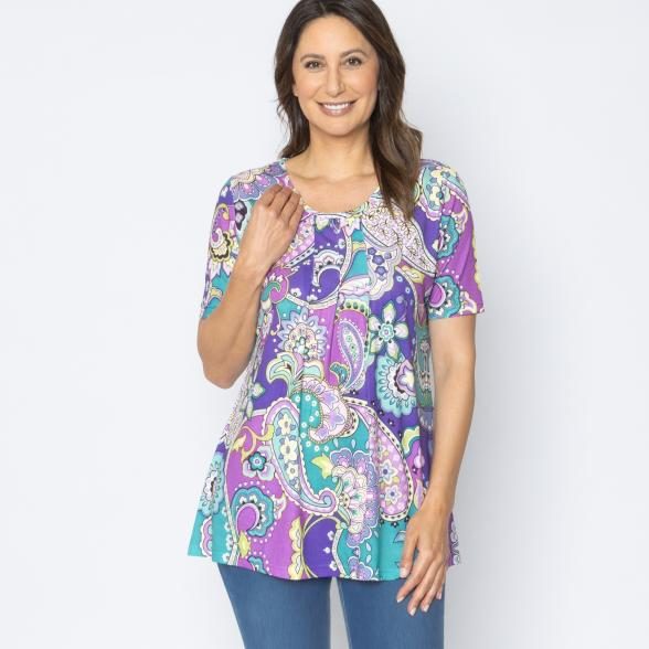 BRILLIANTSHIRTS Damen-Shirt Paisley lila
