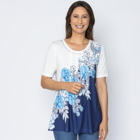 BRILLIANTSHIRTS Damen-Longshirt Blumen
